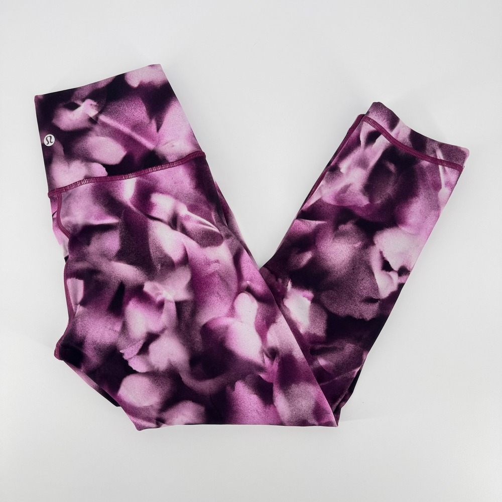 Lululemon Wunder Under High-Rise Crop 21 Floral Flux Multi Purple Leggings Sz 6